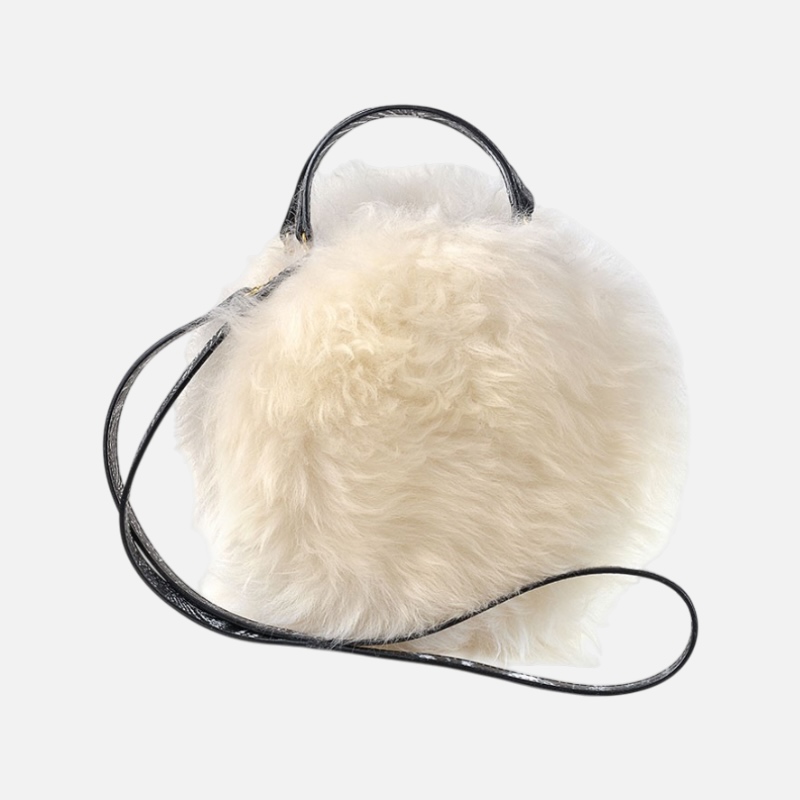 Borsa in pelo di pecora bianca