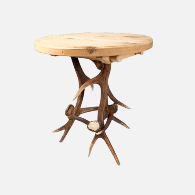 Tavolino in legno e corna cervo
