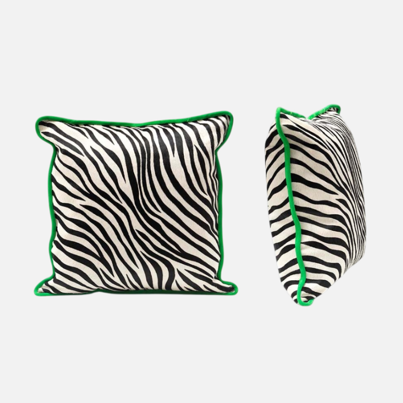 Cuscino in pelle con stampa zebra