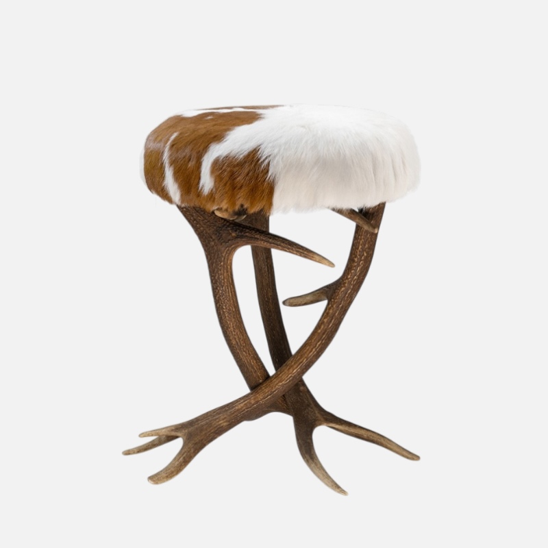 Stool with base in intertwined deer antlers exclusive model by Schirato