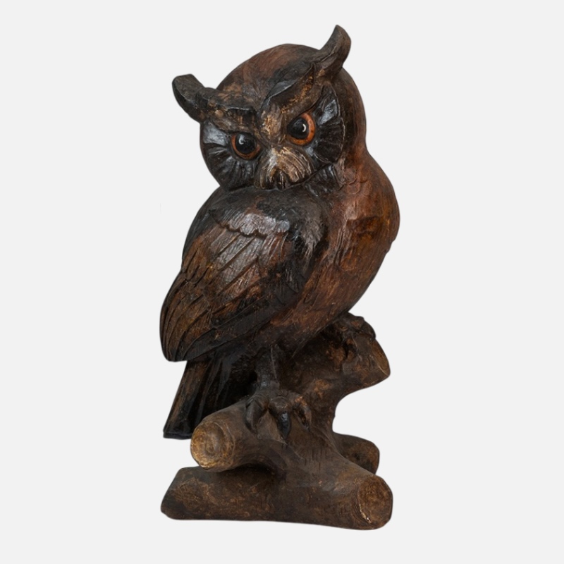Statuetta civetta in legno - Portafortuna