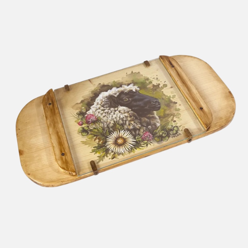Vassoio in legno dipinto a mano