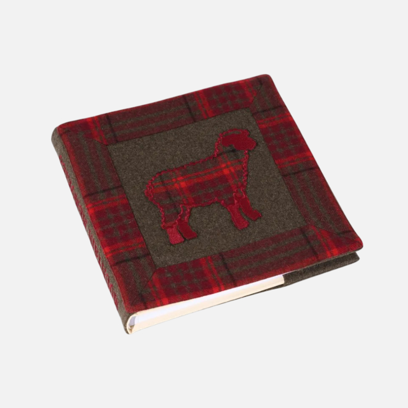 Mountain-style photo album with hand-embroidered cover