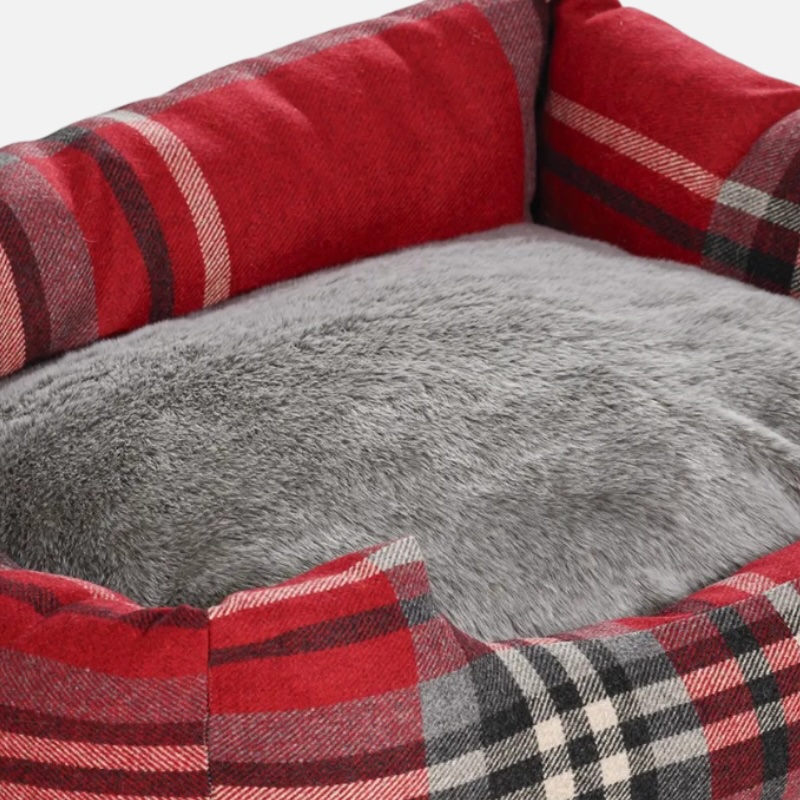 Cuccia di lusso per cani in stile alpino - Versione Rossa e grigio chiaro
