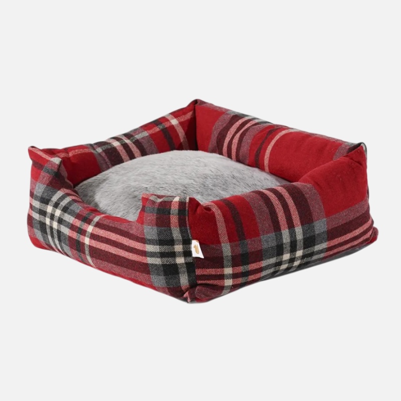 Cuccia di lusso per cani in stile alpino - Versione Rossa e grigio chiaro