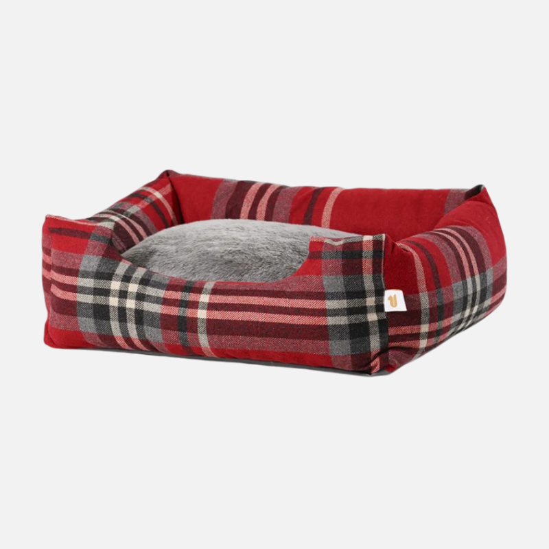 Cuccia di lusso per cani in stile alpino - Versione Rossa e grigio chiaro