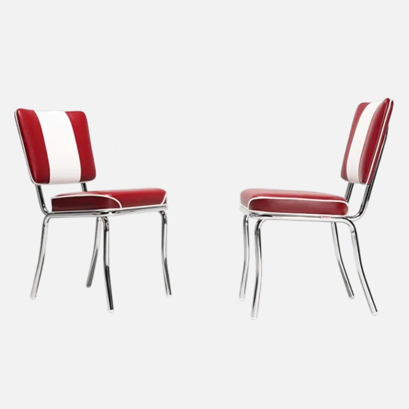 Sedia stile anni 60 in ecopelle bianca e rossa - Arredo chalet di montagna