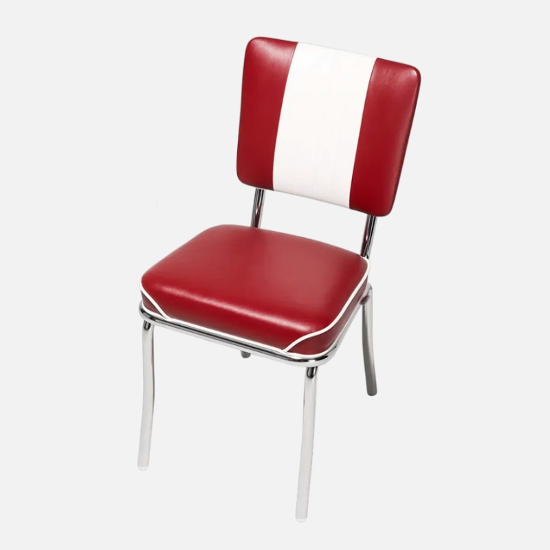 Sedia stile anni 60 in ecopelle bianca e rossa - Arredo chalet di montagna