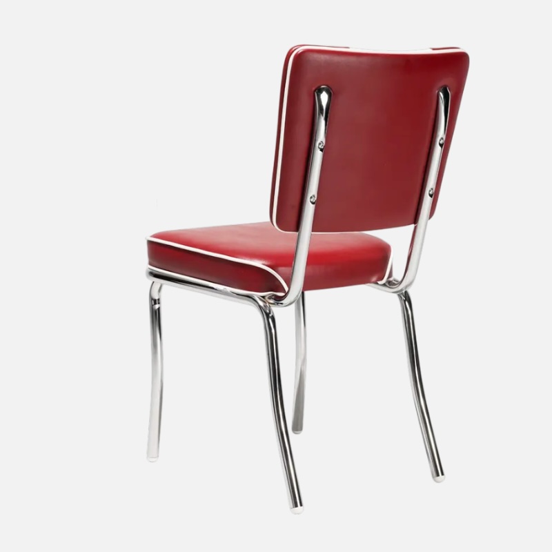 Sedia stile anni 60 in ecopelle bianca e rossa - Arredo chalet di montagna