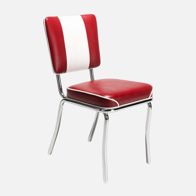 Sedia stile anni 60 in ecopelle bianca e rossa - Arredo chalet di montagna