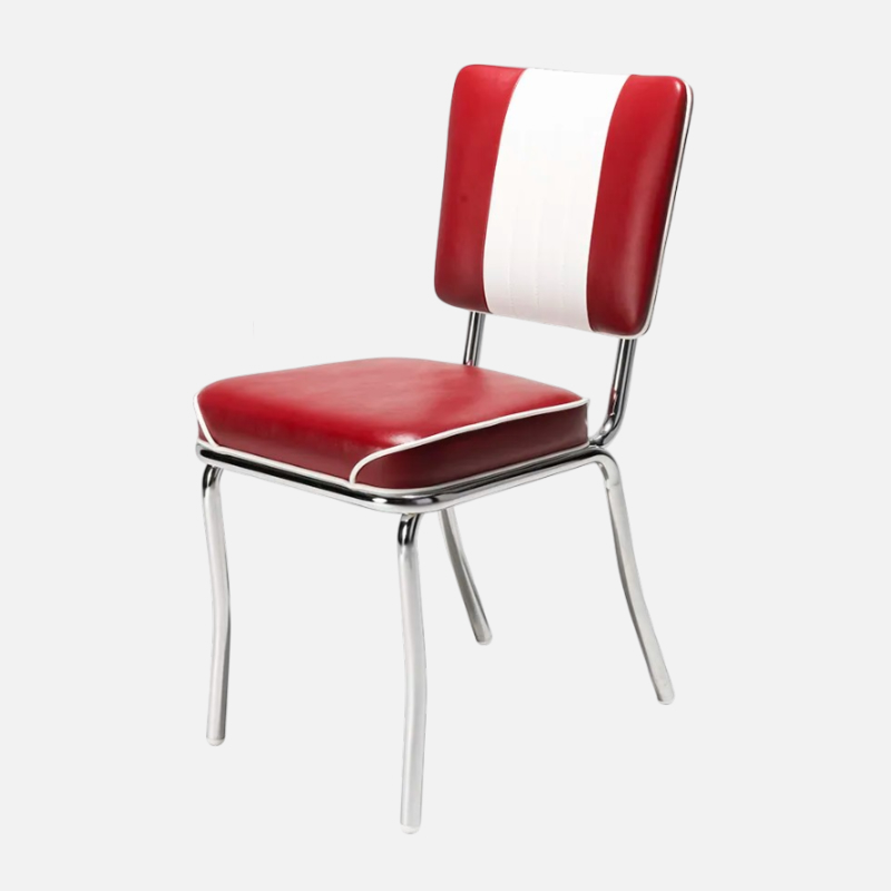Sedia stile anni 60 in ecopelle bianca e rossa - Arredo chalet di montagna