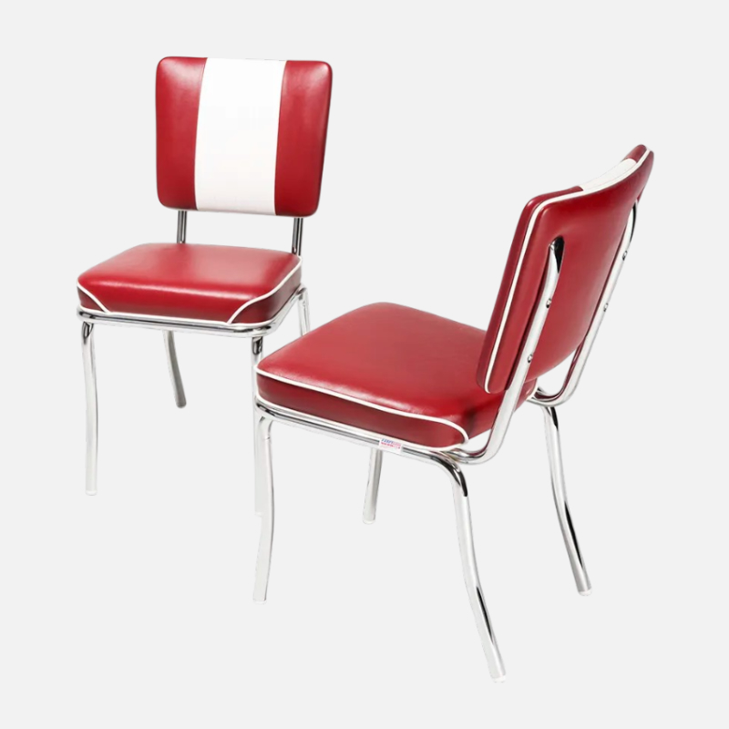 Sedia stile anni 60 in ecopelle bianca e rossa - Arredo chalet di montagna