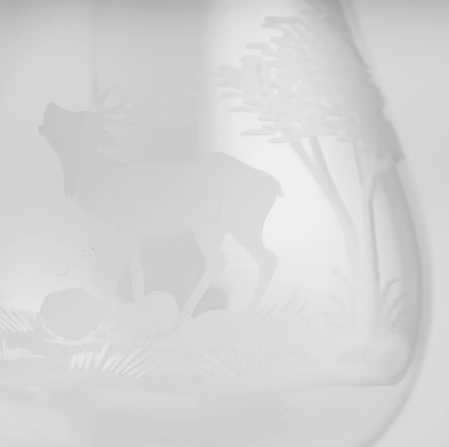 Bevelled glass brandy glasses with mountain images - Ideal for your mountain chalet