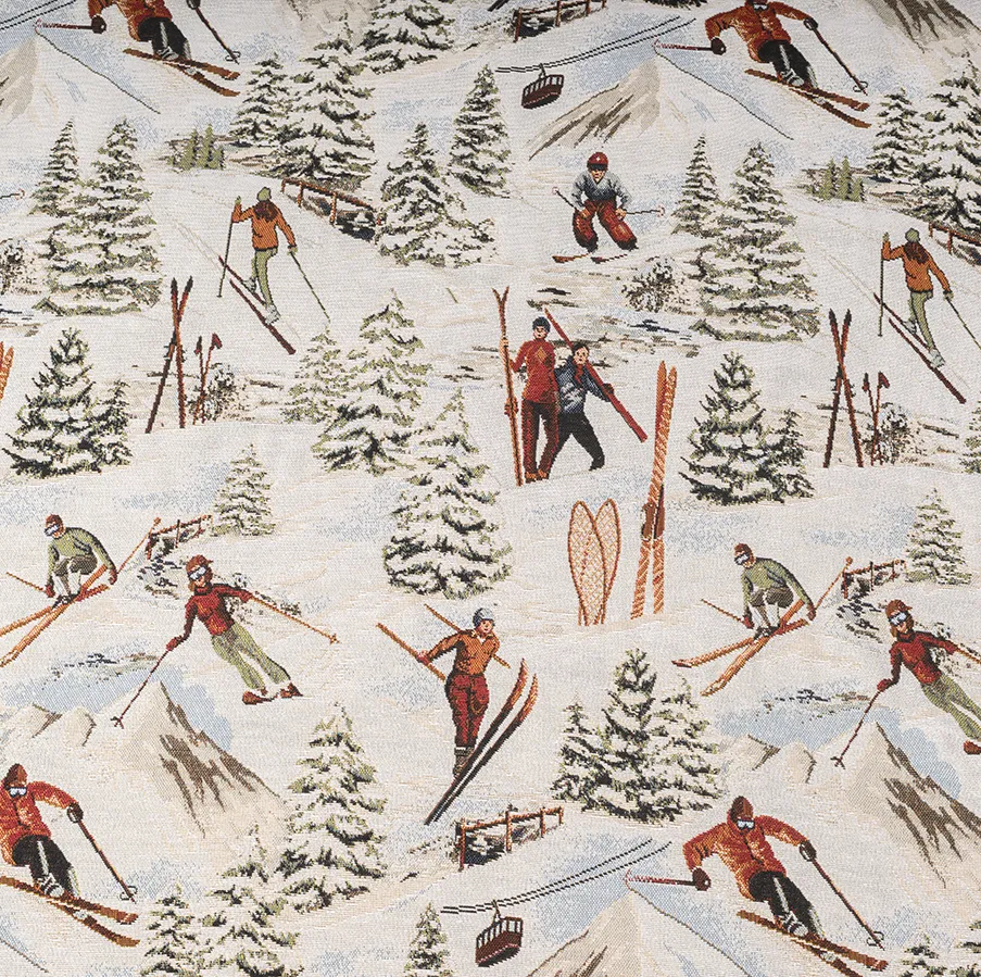 Tessuto con disegno montano schirato arredamento accessori per chalet di montagna