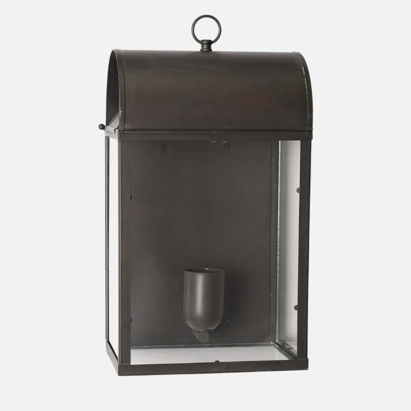 Lampada lanterna a muro artigianale in ferro e vetro - Illuminazione rustica chalet