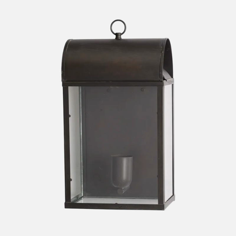 Lampada lanterna a muro artigianale in ferro e vetro - Illuminazione rustica chalet