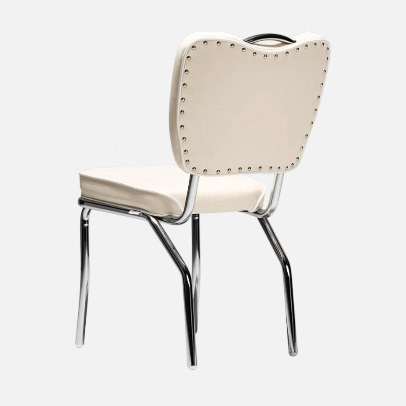 Sedia stile anni 60 in ecopelle bianca - Arredo chalet di montagna