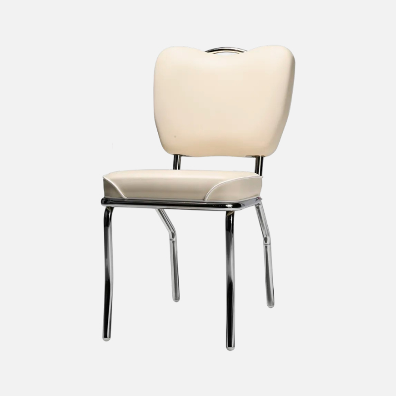 Sedia stile anni 60 in ecopelle bianca - Arredo chalet di montagna