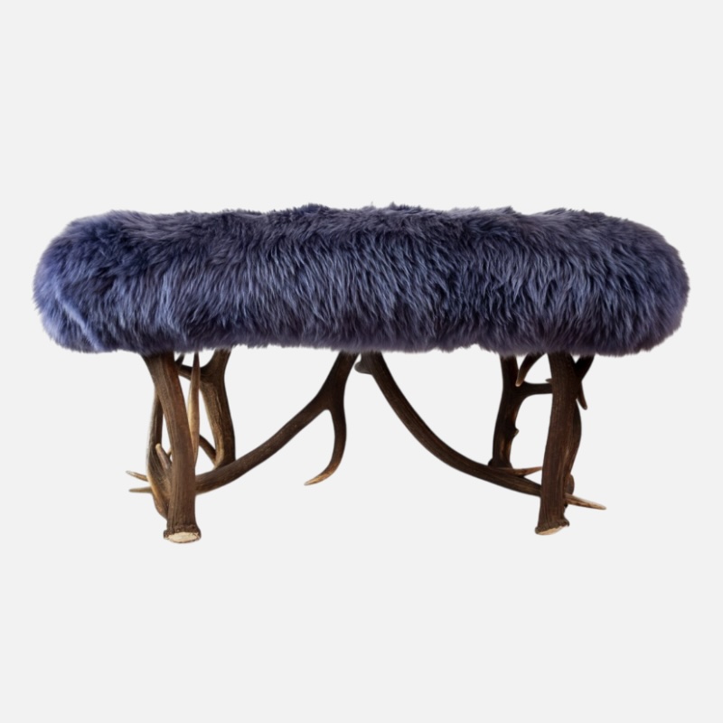 Bench with purple-grey fur and antlers