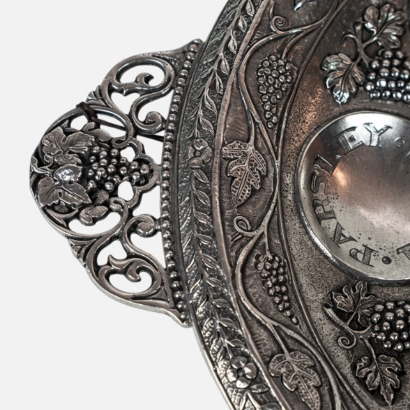 Engraved decorative pewter plate