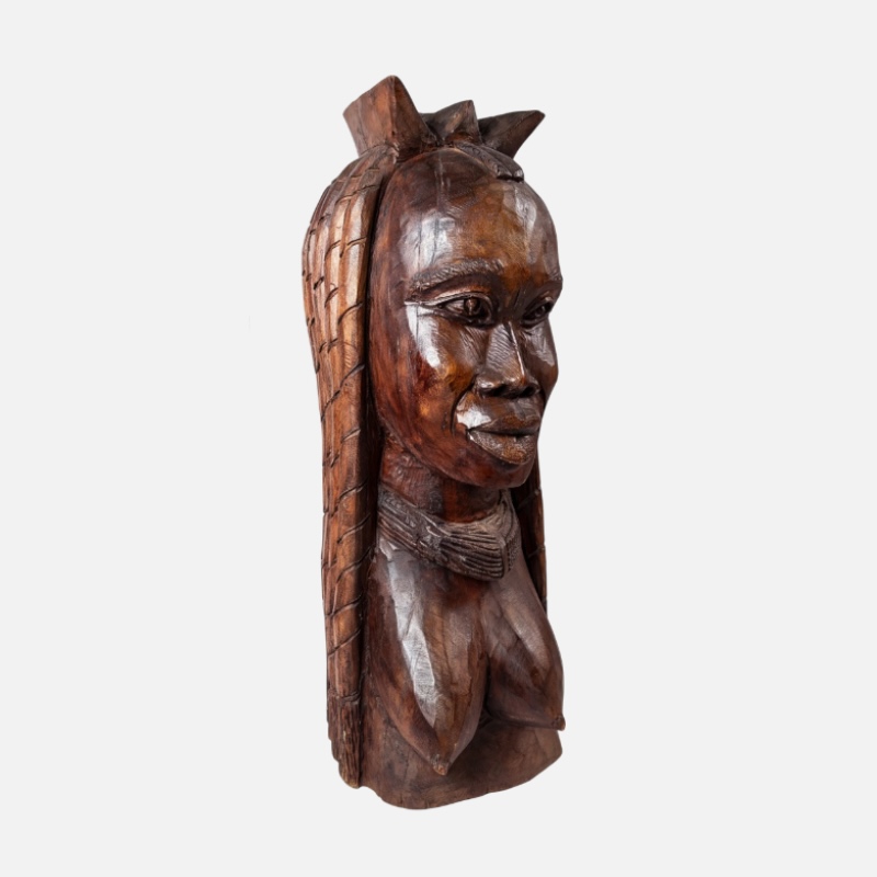 Scultura busto femminile in legno