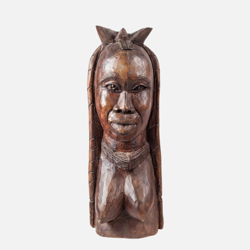 Scultura busto femminile in legno